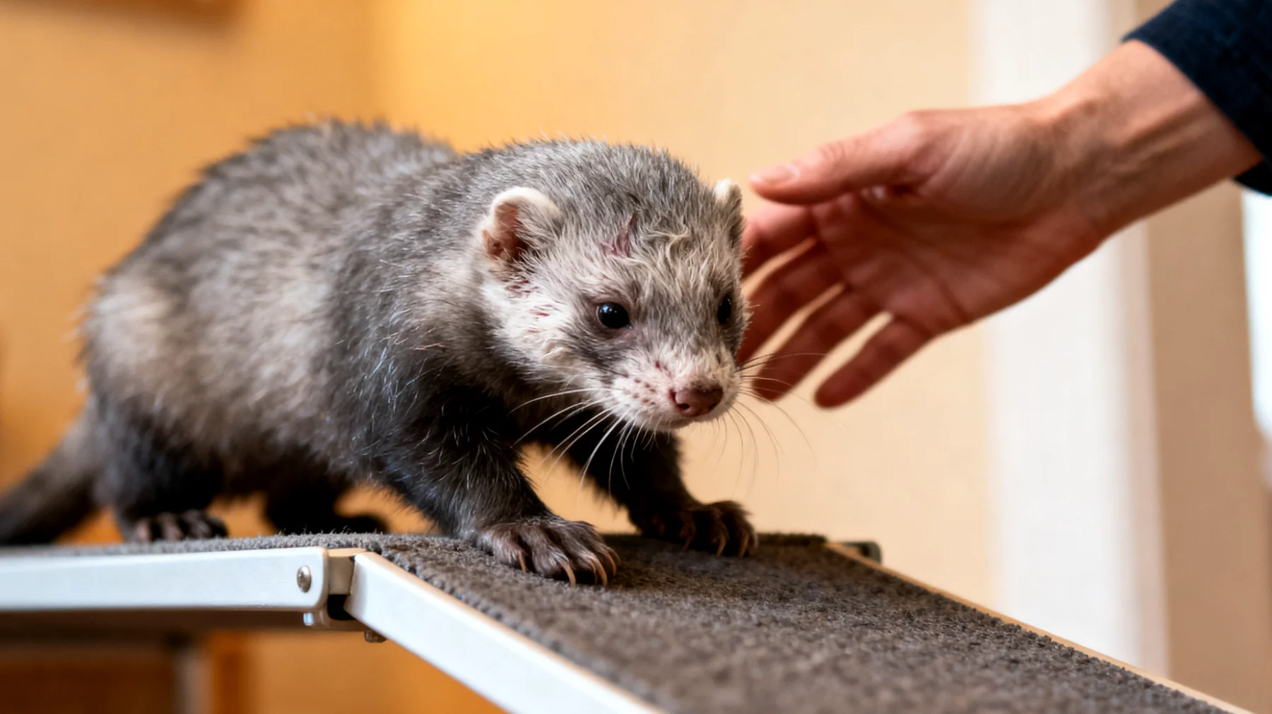 Ältere Frettchen leiden häufig unter Gelenkproblemen und Arthrose, die ihre Beweglichkeit einschränken und das Training sowie Verhaltensübungen erschweren. Zudem lässt die kognitive Leistungsfähigkeit im Alter nach, was das Erlernen neuer Kommandos oder Tricks deutlich verlangsamt."